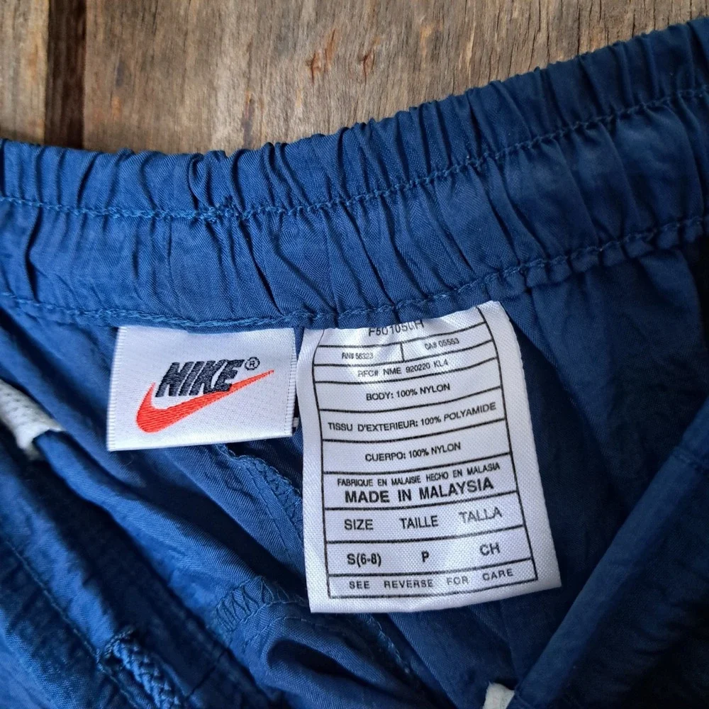 Y2k Iconic Vintage Hip Hop Nike Women's Crinkle Joggers Size Small/6-8 Teal Blue
